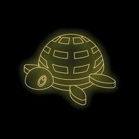 Neon turtle carrying globe shell protecting world environment vector