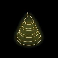 Glowing neon outline of soft serve ice cream cone on dark background vector