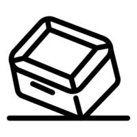 Cardboard box tilting and touching floor, delivery and packaging concept vector