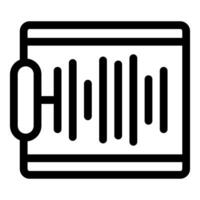 Voice recorder displaying soundwave on screen with handle vector