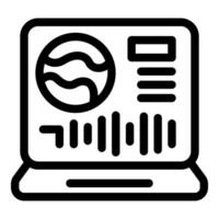 Laptop showing global business analysis with charts and graphs vector