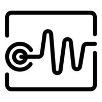 Voice recognition software analyzing sound wave on a screen vector