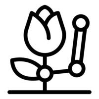 Robotic arm holding blooming tulip, symbol of technological nature vector