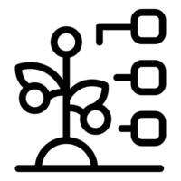 Growing plant connected to square boxes representing data collection vector
