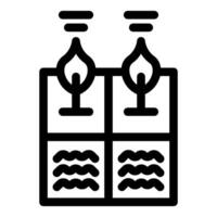 Gas stove with two burners producing heat and wavy lines vector