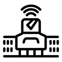 Smart train communicating through wireless network icon showing automated transportation system vector