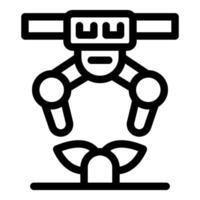 Smart farm robot picking crop, agriculture automation technology icon vector