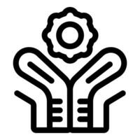 Open hands holding a gear symbolizing innovation and teamwork vector