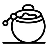 Honey pot with dipper resting on a surface vector