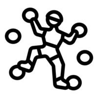 Climber practicing on climbing wall, using colorful holds for training and exercise vector