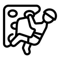 Climber scaling artificial climbing wall, engaging in indoor rock climbing exercise vector