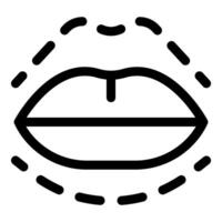 Lip augmentation surgery showing dotted lines marking the area of intervention vector