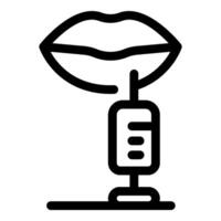 Lip augmentation injecting filler into lips with syringe icon vector