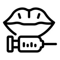 Syringe injecting filler into lips for cosmetic enhancement vector
