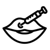Syringe injecting filler into lips for cosmetic enhancement vector