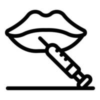 Lip augmentation injecting filler into lips with syringe for beauty procedure vector