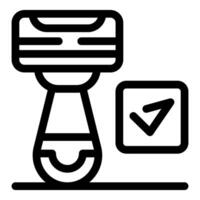 Shaving razor with checked symbol, quality control and approval icon vector