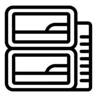 Double decker bed in simple black outline style for hostel or dormitory vector