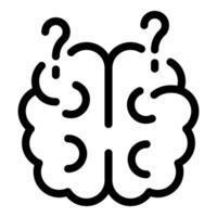 Question marks hovering over brain representing confusion and curiosity vector