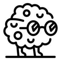 Smart fluffy microbe wearing round glasses and walking, vector