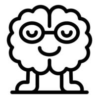 Smart brain character wearing glasses and smiling, a symbol of intelligence and knowledge vector