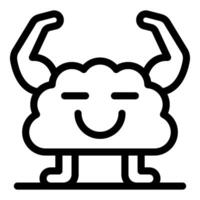 Strong cloud computing character showing muscles and smiling vector