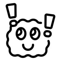 Cute surprised fluffy character showing excitement with exclamation marks vector