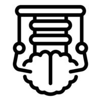 Brain connected to server rack by wires with hanging balls, cloud computing and artificial intelligence concept vector