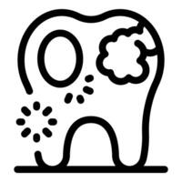 Caries destroying a tooth with bacteria attacking enamel, vector