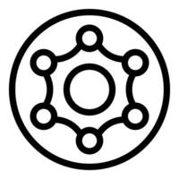 Circular network hub connecting multiple nodes representing global communication vector
