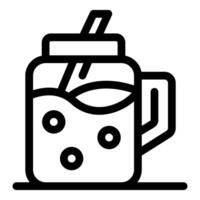 Bubble tea in a mason jar with straw, refreshing summer drink vector