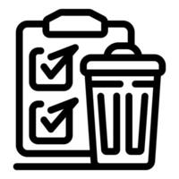 Clipboard with checkmarks and trash can representing completed tasks vector