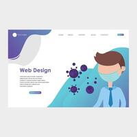 Web design landing page template with a man in a mask vector