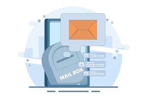 Mailbox Concept with new message notification icon, email marketing flat, Online business strategy, Advertising, Email newsletter, sending messages, marketing materials. Flat illustration. vector