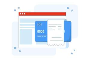 Concept of payment bill confirmed approved via payment card on laptop computer, electronic digital money invoice payment transaction successful, receipt completed, valid verified payment idea. vector