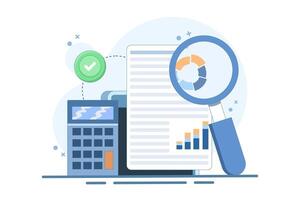 Performance data analysis concept, investment report, marketing study, audition service, Statistical and analytical concept, business performance report, marketing research service. flat . vector