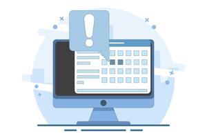 Reminder concept in calendar. Online note deadline calendar on website as internet or digital reminder about important events, illustrated month agenda web bowser with holidays or important dates. vector