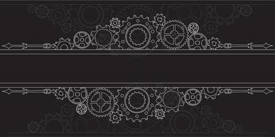 Hand-drawn gear mechanism corner, border, and frame in doodle sketch style, symbolizing teamwork and progress. Colorful cogwheels as a business idea background. vector