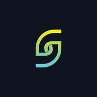 Linear Letter S Leaf logo design with black background. vector