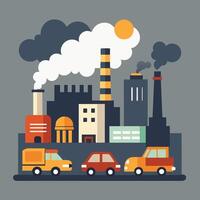 Visualizing Industrial Smog, Smoke, and Environmental Challenges vector