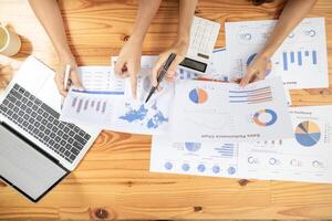 Business people in conference room are advising and consulting each other creating good business profits concept of consulting with consultants between investors to exchange knowledge. photo