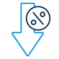 Interest Rate Down and online icon concept vector
