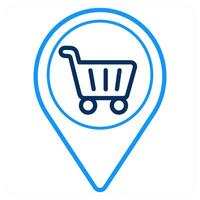 Shopping cart and location icon concept vector