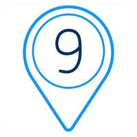 Nine and location icon concept vector