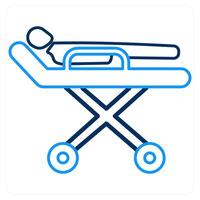 Stretcher and patient icon concept vector