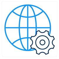 Global Settings and globe icon concept vector