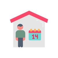 A man is standing in front of a house with a calendar on it vector