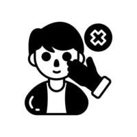 A black and white icon of a man with a hand on his face vector