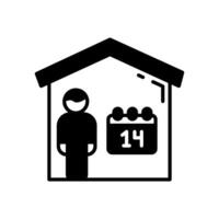 A man is standing in front of a house with a calendar vector
