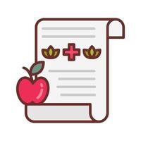 A paper with an apple and a cross on it vector